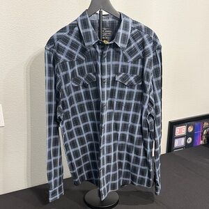 Men's Blue Plaid Button Down Shirt